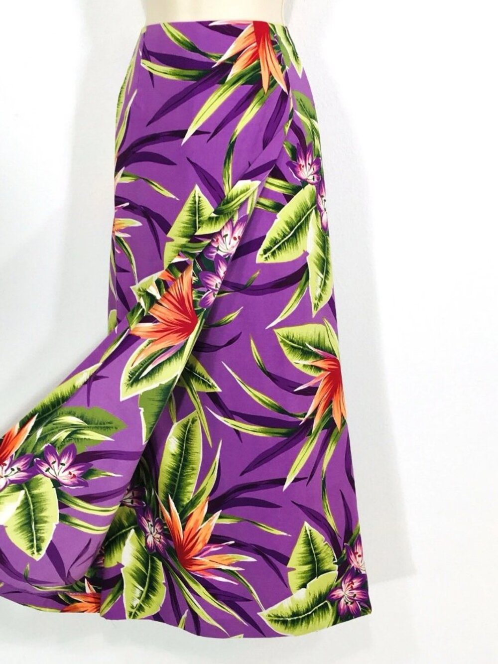 Worthington 100% Silk Faux Wrap Maxi Skirt Sz 10 Tropical Floral Casual Beach